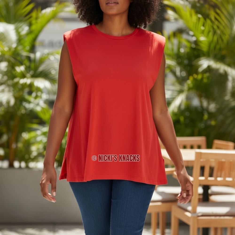 SkinnyGirl Cherry Red Shoulder Pad T-Shirt Cap Sleeve Soft Knit Top Size 3X